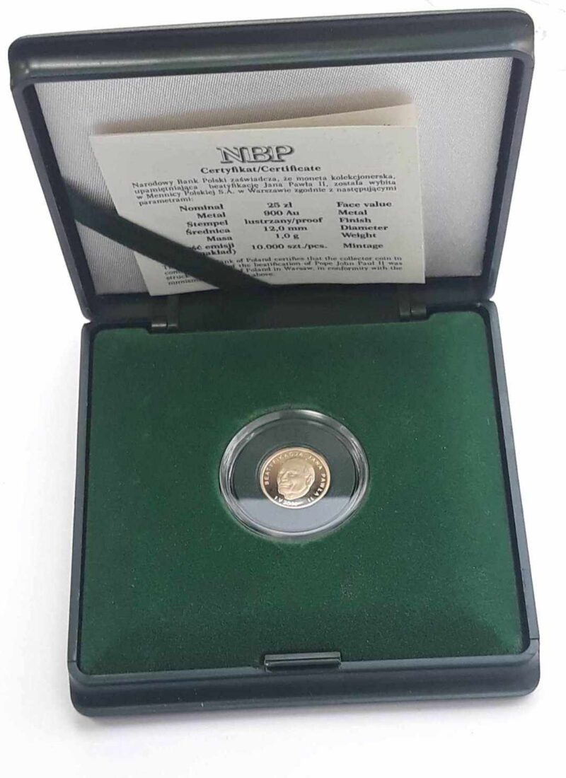25 zł 2011 r. Beatyfikacja JP2 certyfikat i pudełko NBP mennicza img (3)
