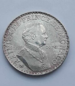 50 franków 1974 r. Monako , Rainer, 30 gr ag900 st.1 img (1)