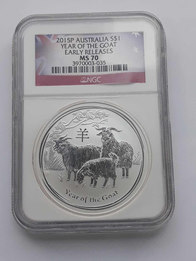 Australia 2015 1 dolar rok kozy NGC MS70 uncja srebra 999 img (1)