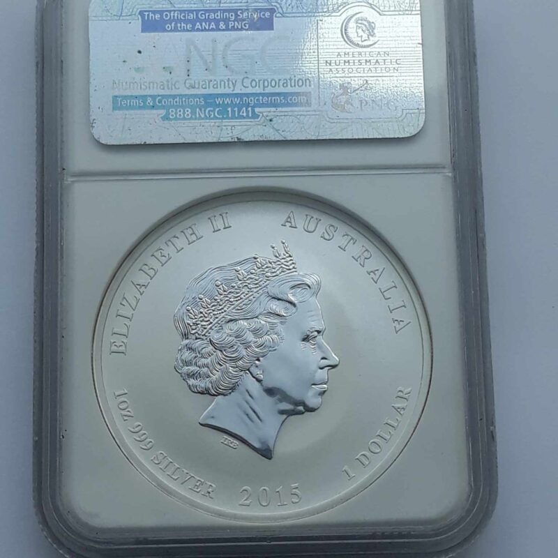 Australia 2015 1 dolar rok kozy NGC MS70 uncja srebra 999 img (2)