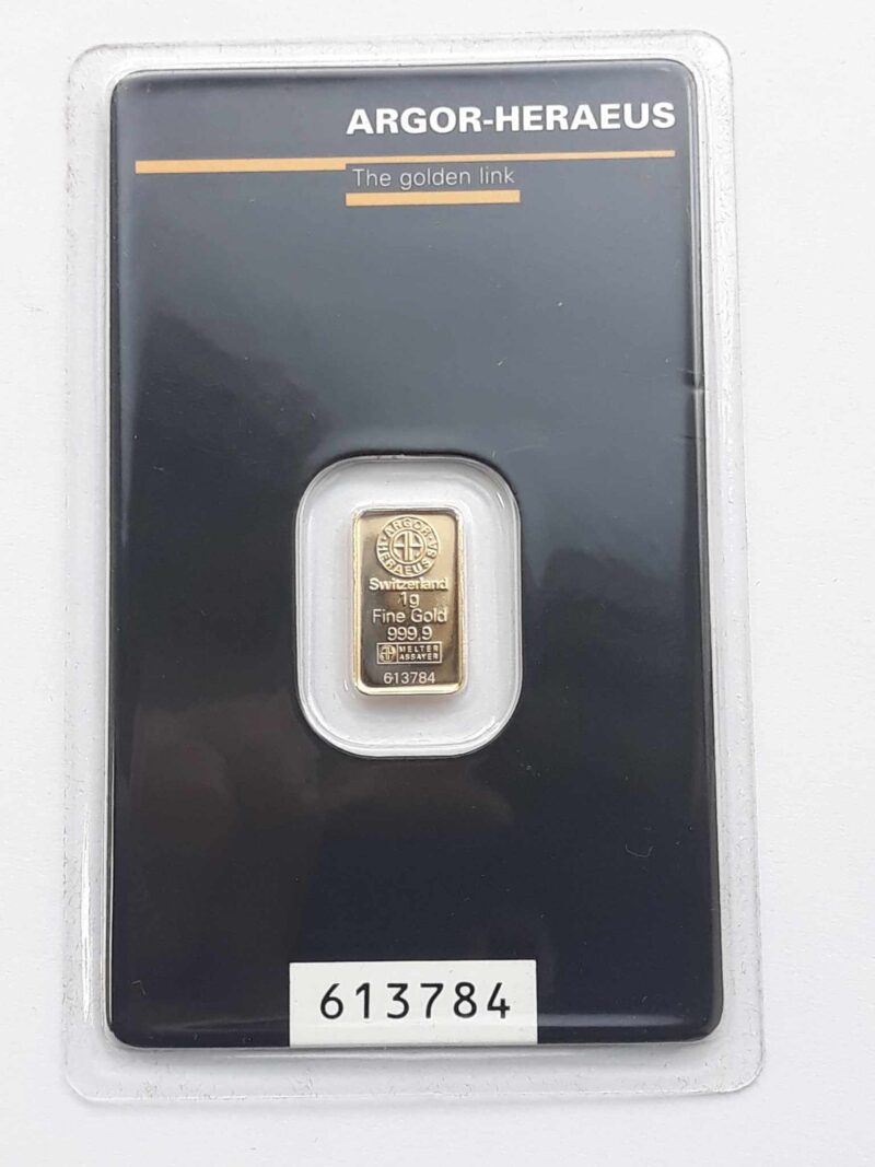 Sztabka złota 1 gr Argor Heraeus Szwajcaria 1 gr Au999 img (2)