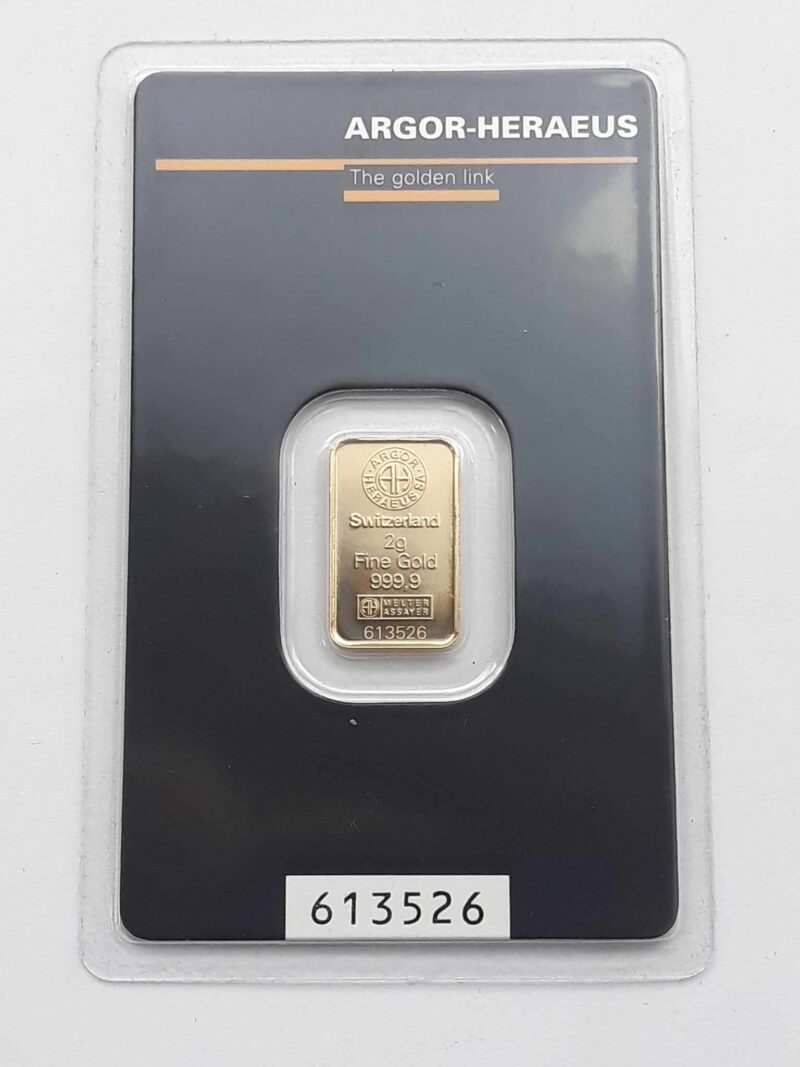 Sztabka złota 2 gr Argor Heraeus Szwajcaria 2 gr Au999 img (1)