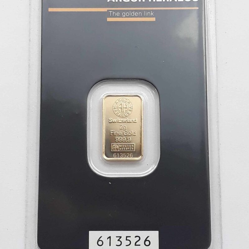 Sztabka złota 2 gr Argor Heraeus Szwajcaria 2 gr Au999 img (1)